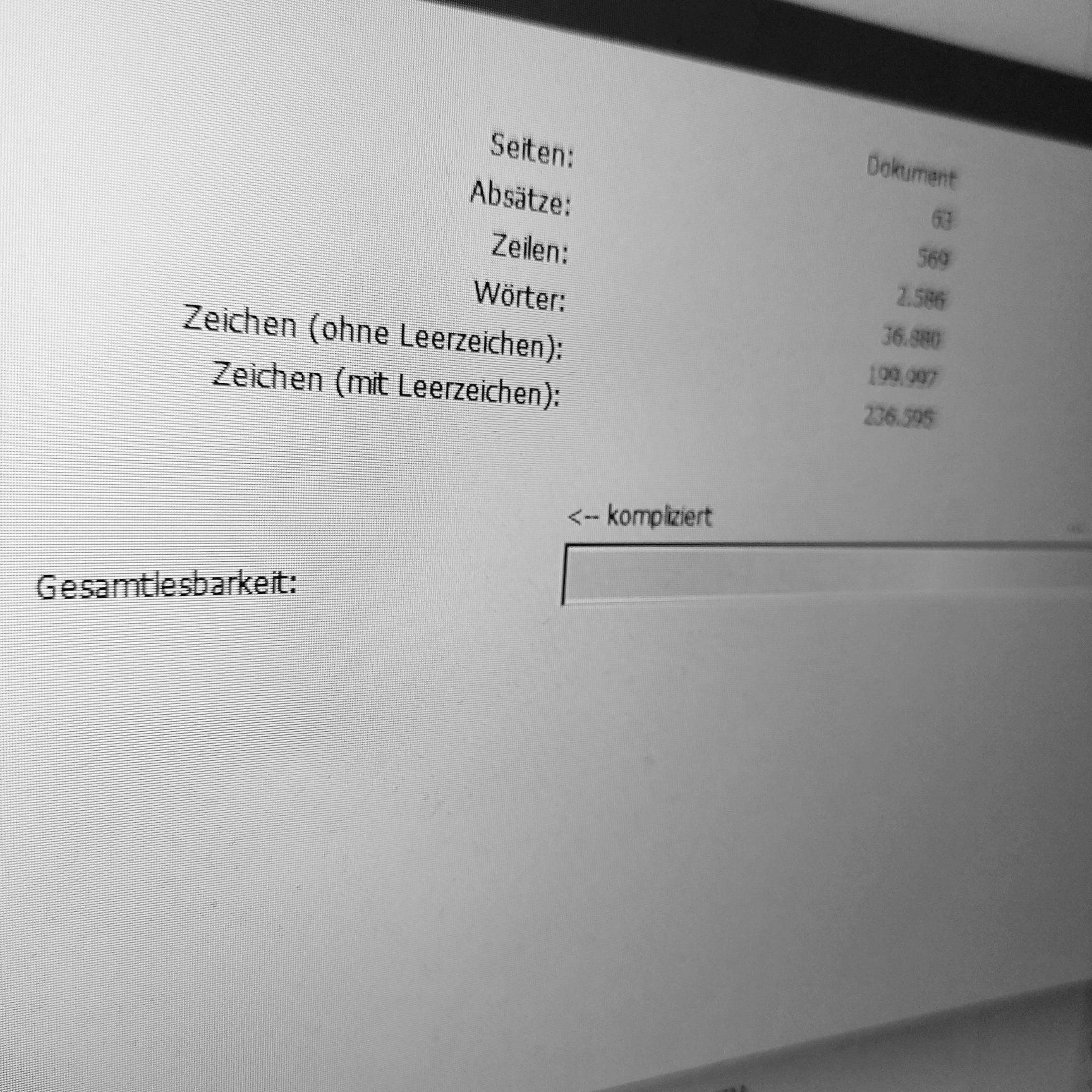 Statistik zum Work in Progress